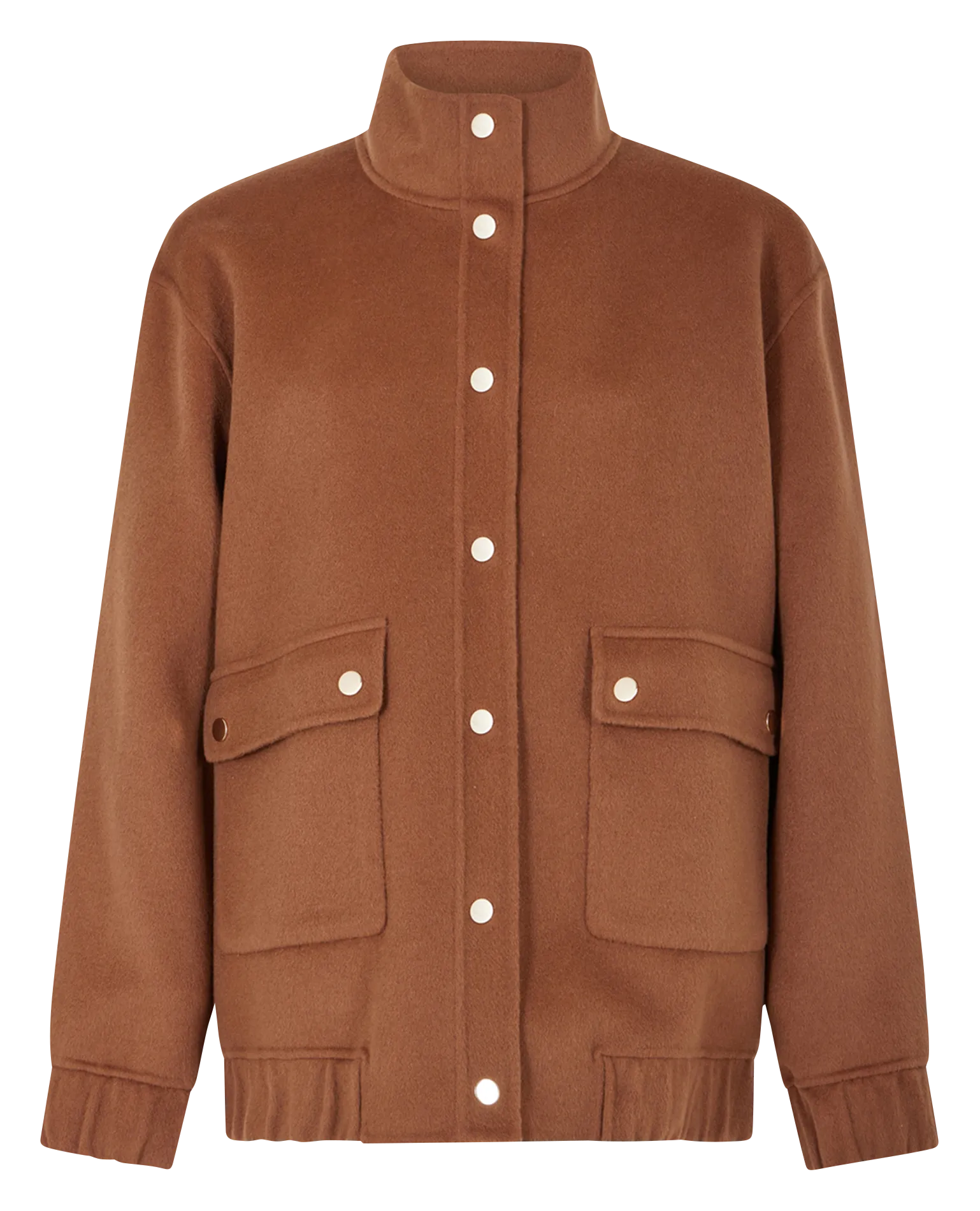 MAYAR  CHAQUETA RECTA CON CUELLO ALTO DE LANA MEZCLADA EN MARRON