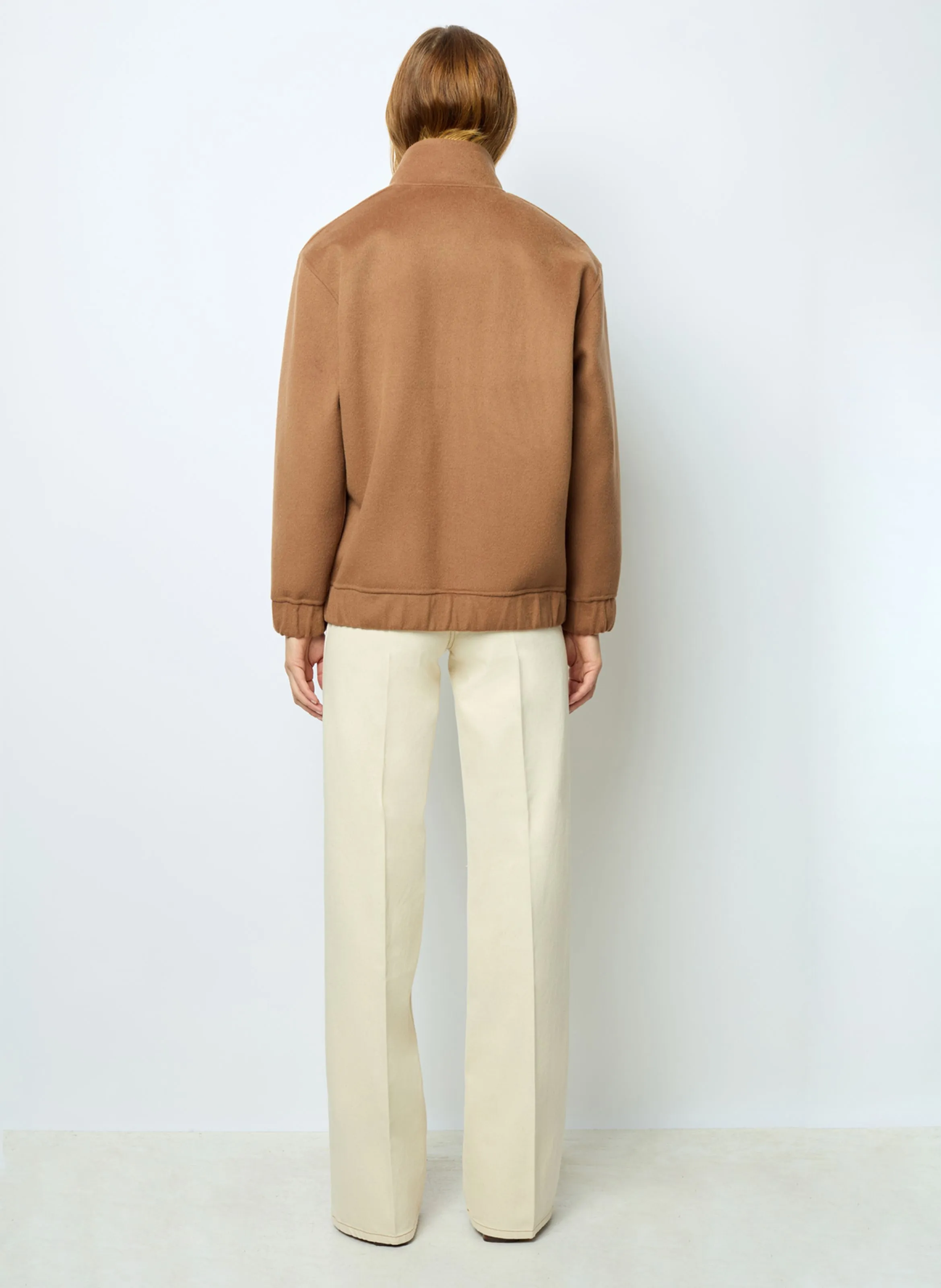 MAYAR  CHAQUETA RECTA CON CUELLO ALTO DE LANA MEZCLADA EN MARRON