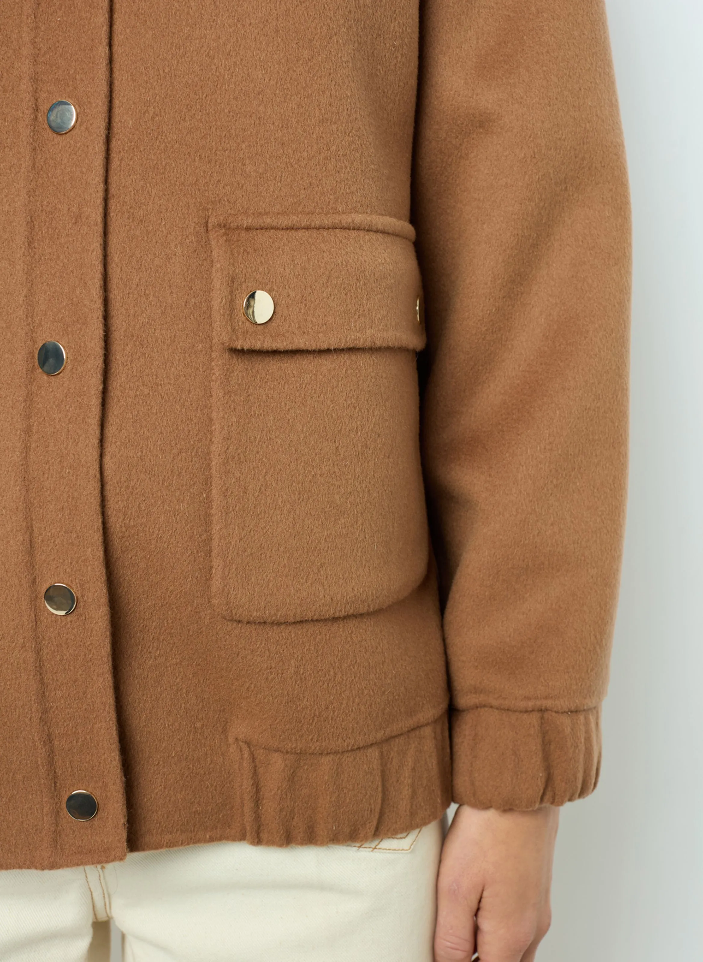 MAYAR  CHAQUETA RECTA CON CUELLO ALTO DE LANA MEZCLADA EN MARRON