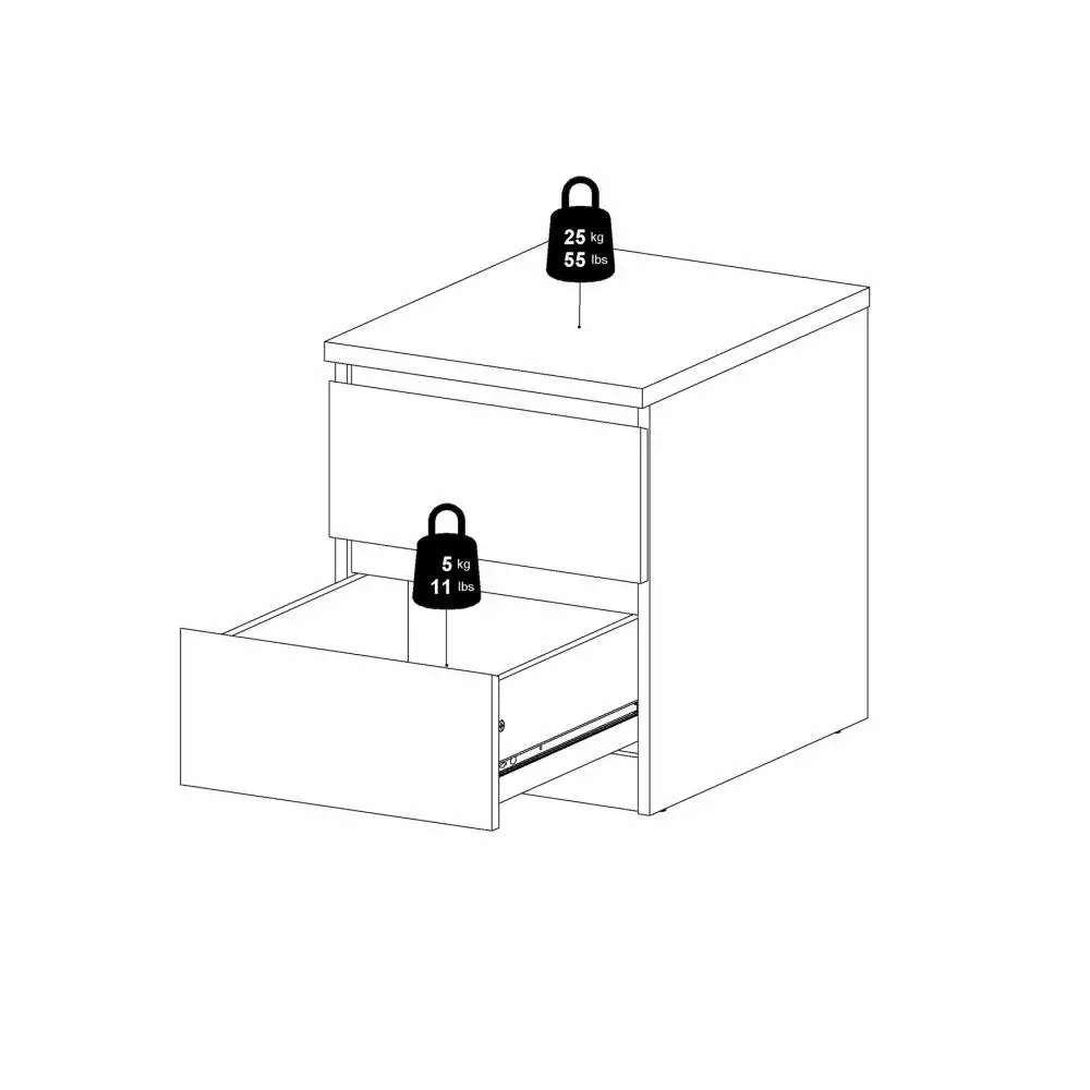 Mesa de noche Naia 2 cajones 40,4 x 50 x 49,5 cm