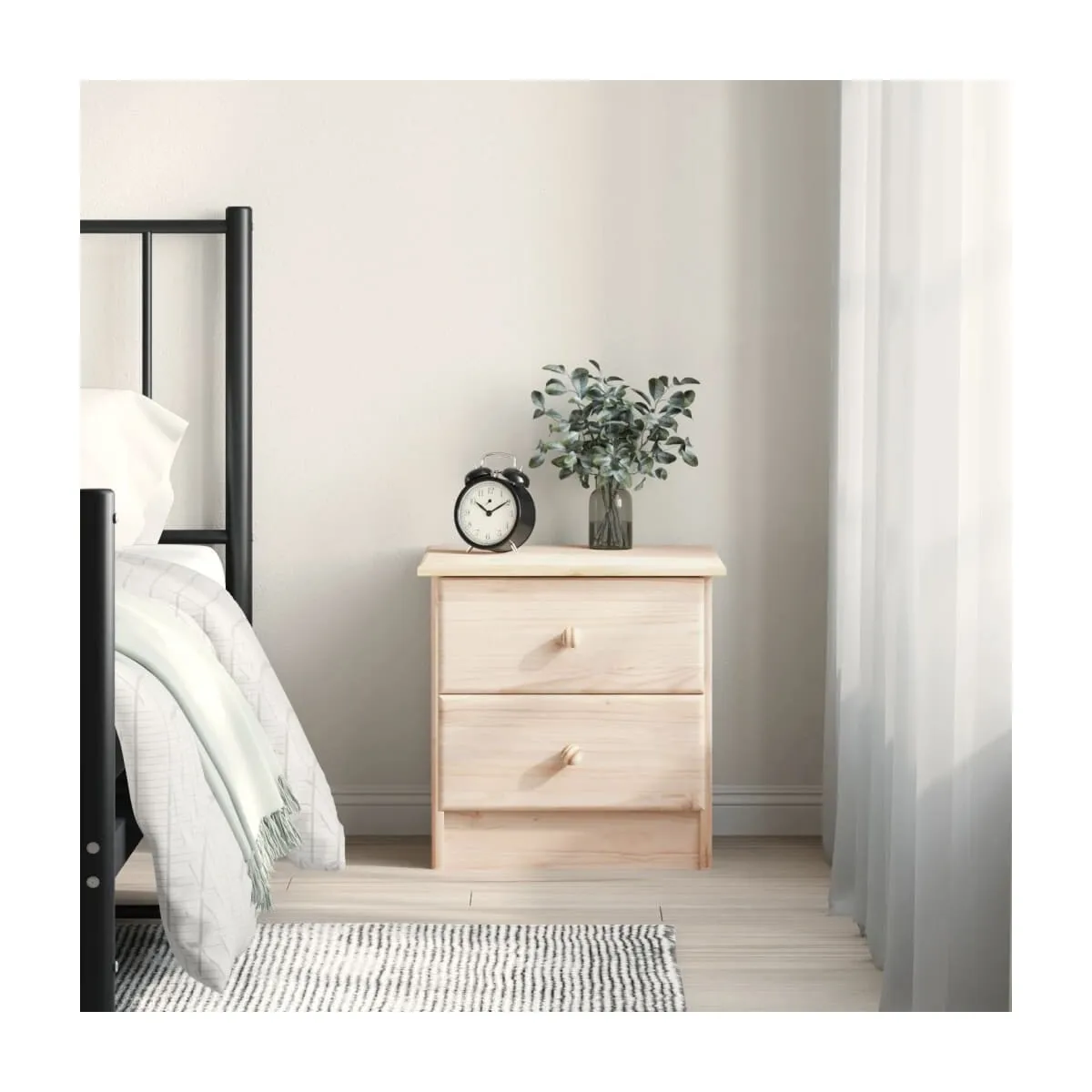 Mesita de noche ALTA madera maciza de pino 41x35x41 cm