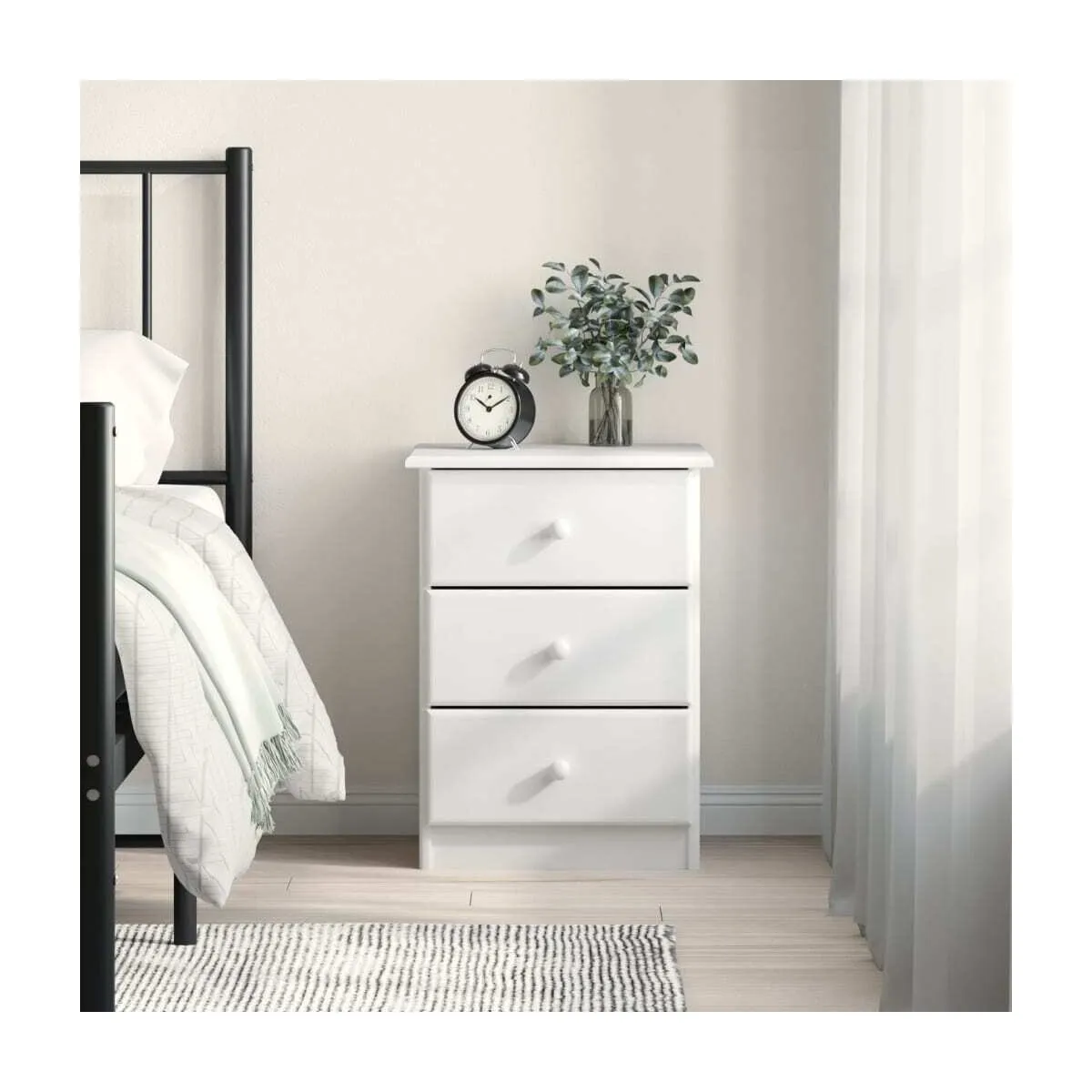 Mesita de noche ALTA madera maciza de pino blanco 41x35x55,5