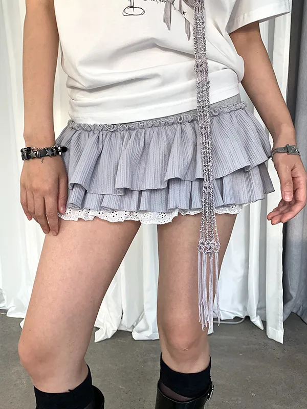 Minifaldas de cintura alta con costuras de doble capa de color en contraste