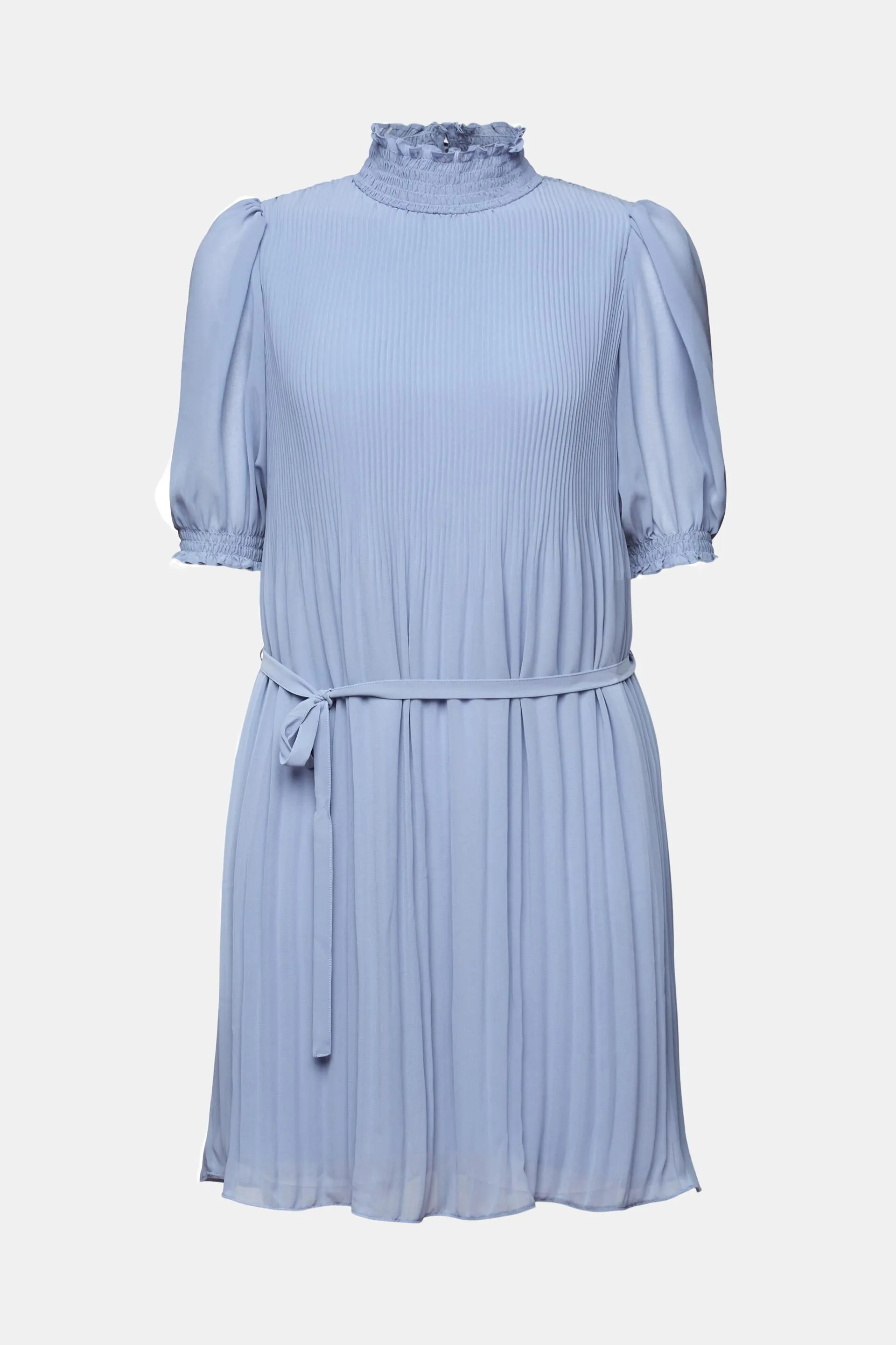 Minivestido de gasa plisada con cuello mao