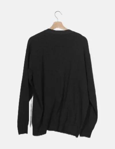 Moda impresion Cárdigan punto negro