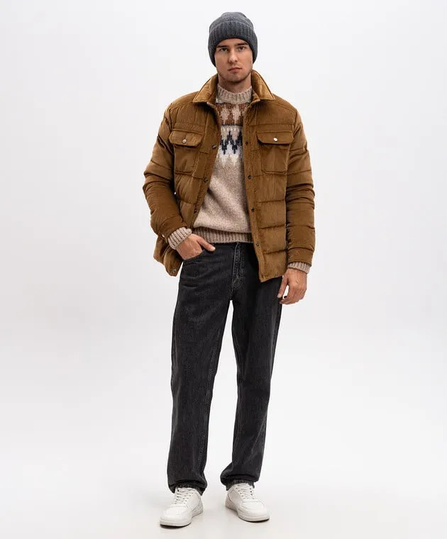 MooRER Beige KEMP alpaca sweater with jacquard pattern