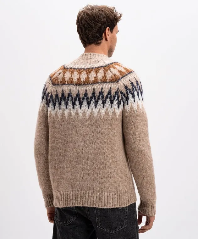 MooRER Beige KEMP alpaca sweater with jacquard pattern