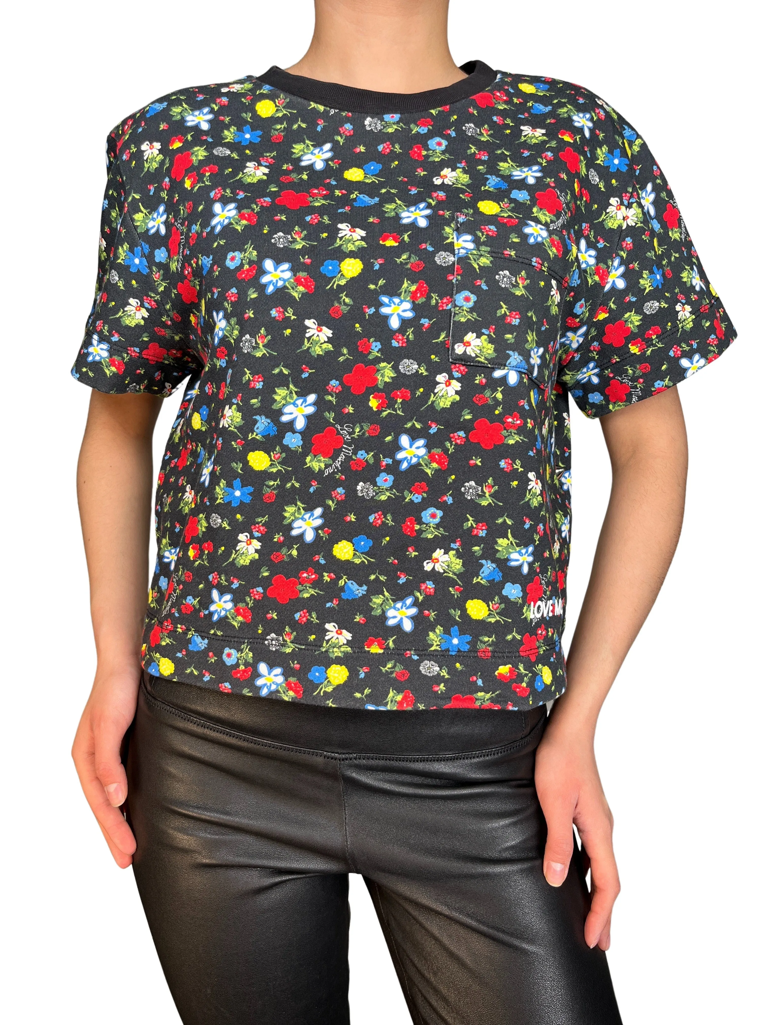 MOSCHINO Polera Flores Corta