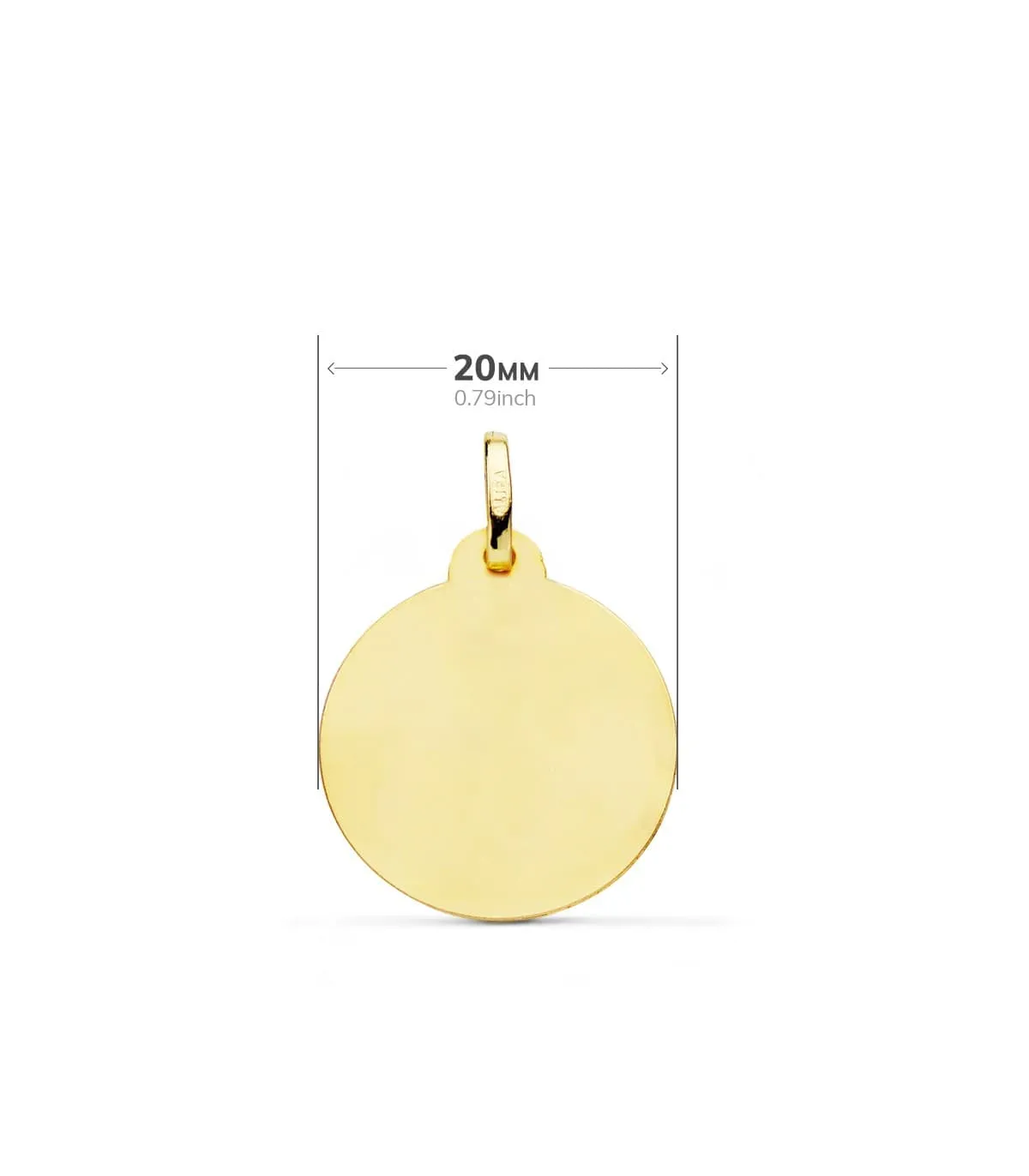 Médaille Vierge strié 18 K 20 mm