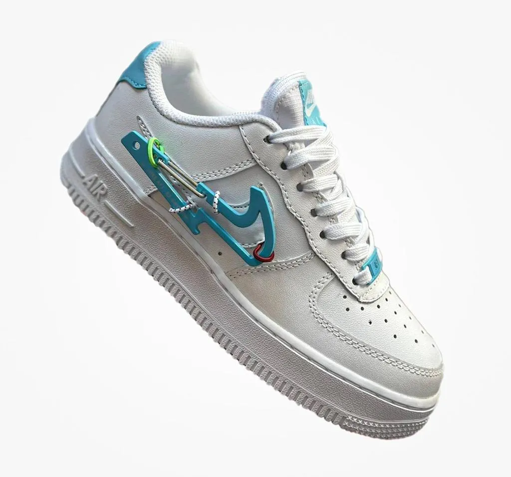 N370O Nike air force 1 blanco azul Paloma metálico