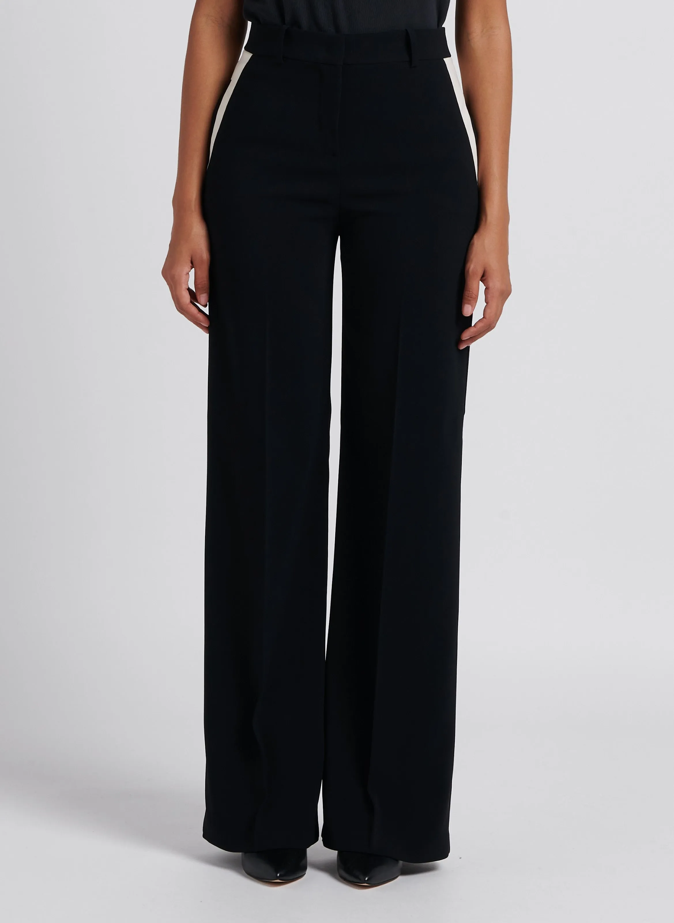 OTTETTO  PANTALóN DE TALLE ALTO CON PIERNA ANCHA EN NEGRO