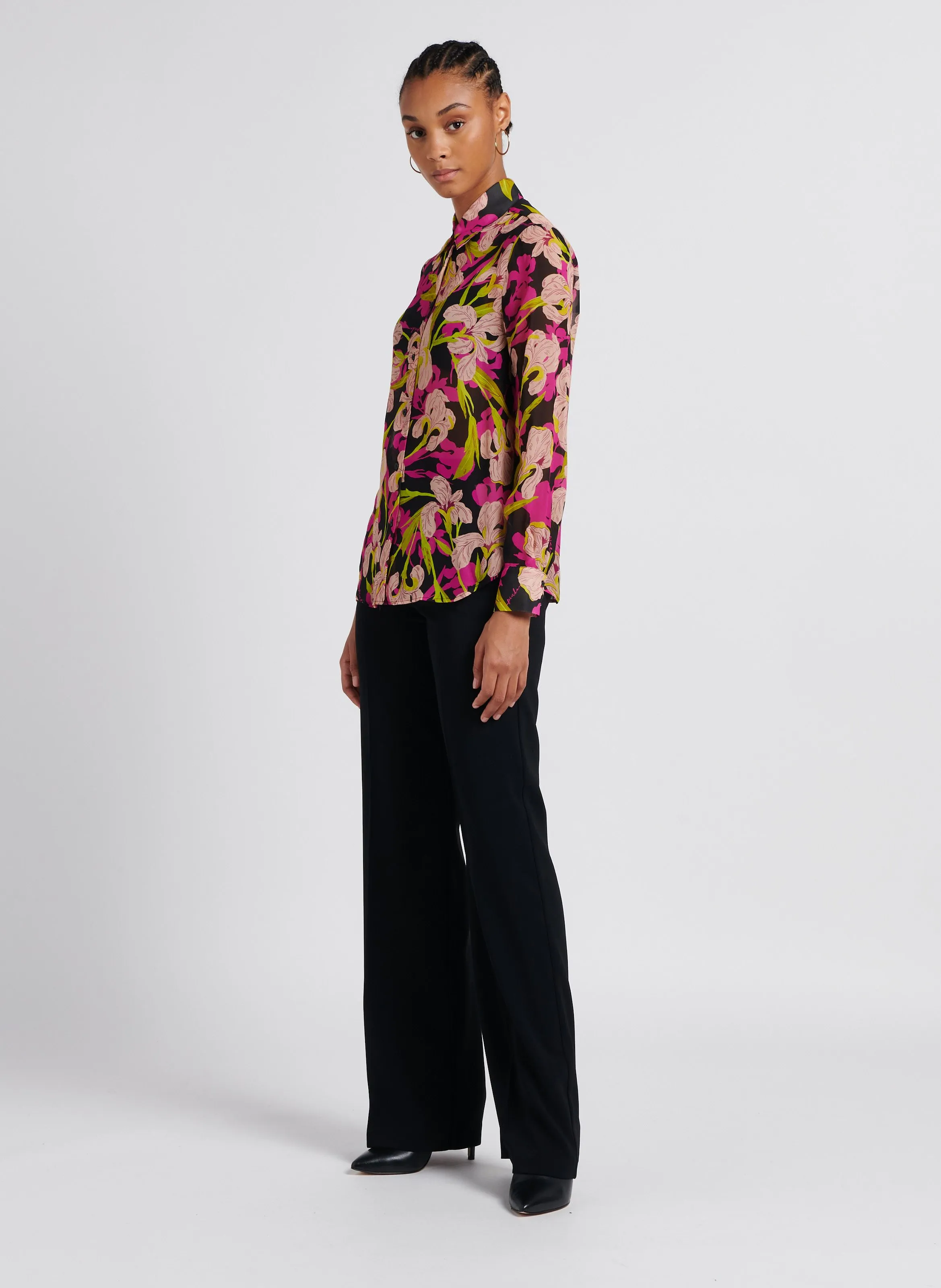 OTTETTO  PANTALóN DE TALLE ALTO CON PIERNA ANCHA EN NEGRO
