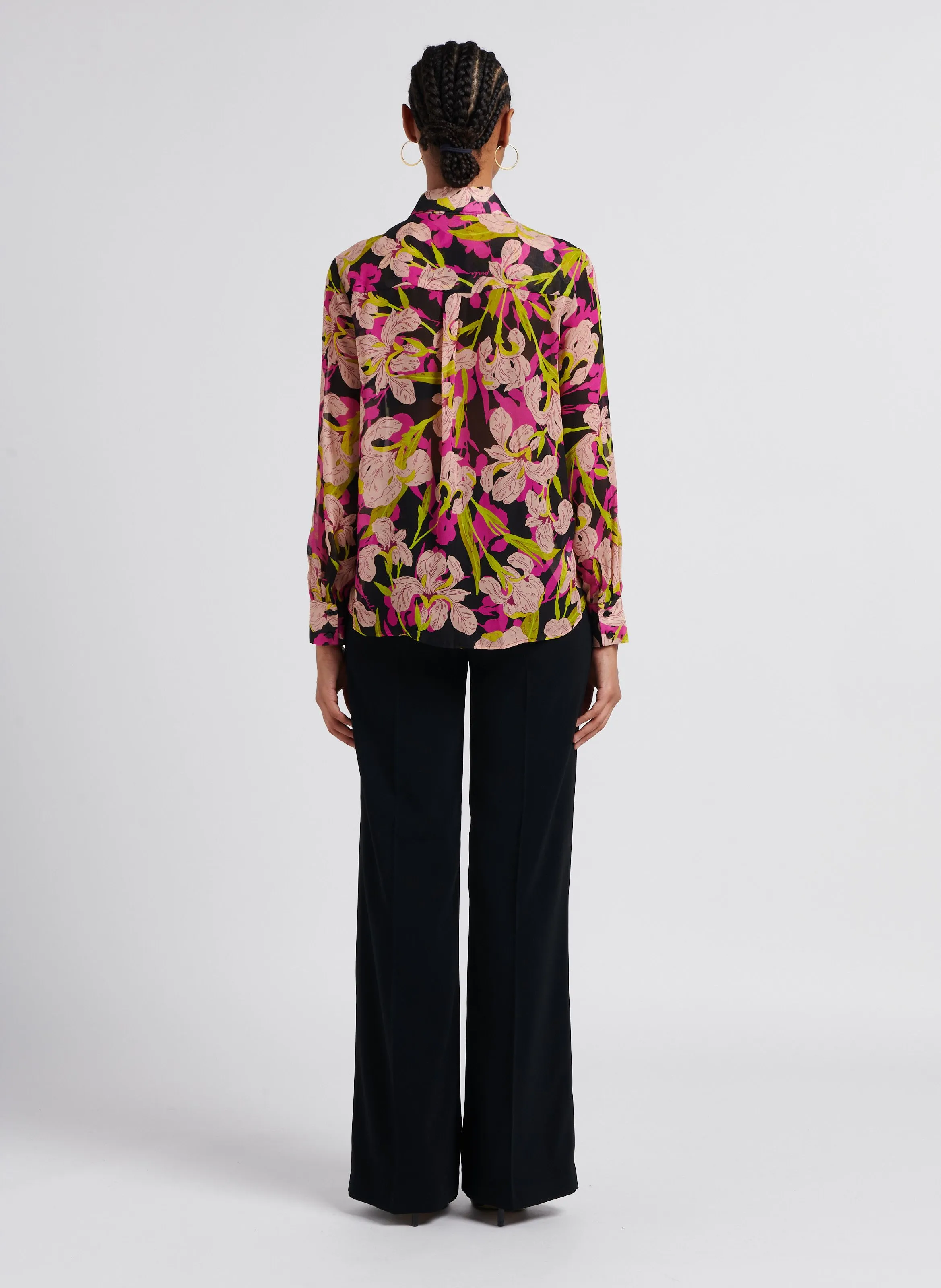 OTTETTO  PANTALóN DE TALLE ALTO CON PIERNA ANCHA EN NEGRO