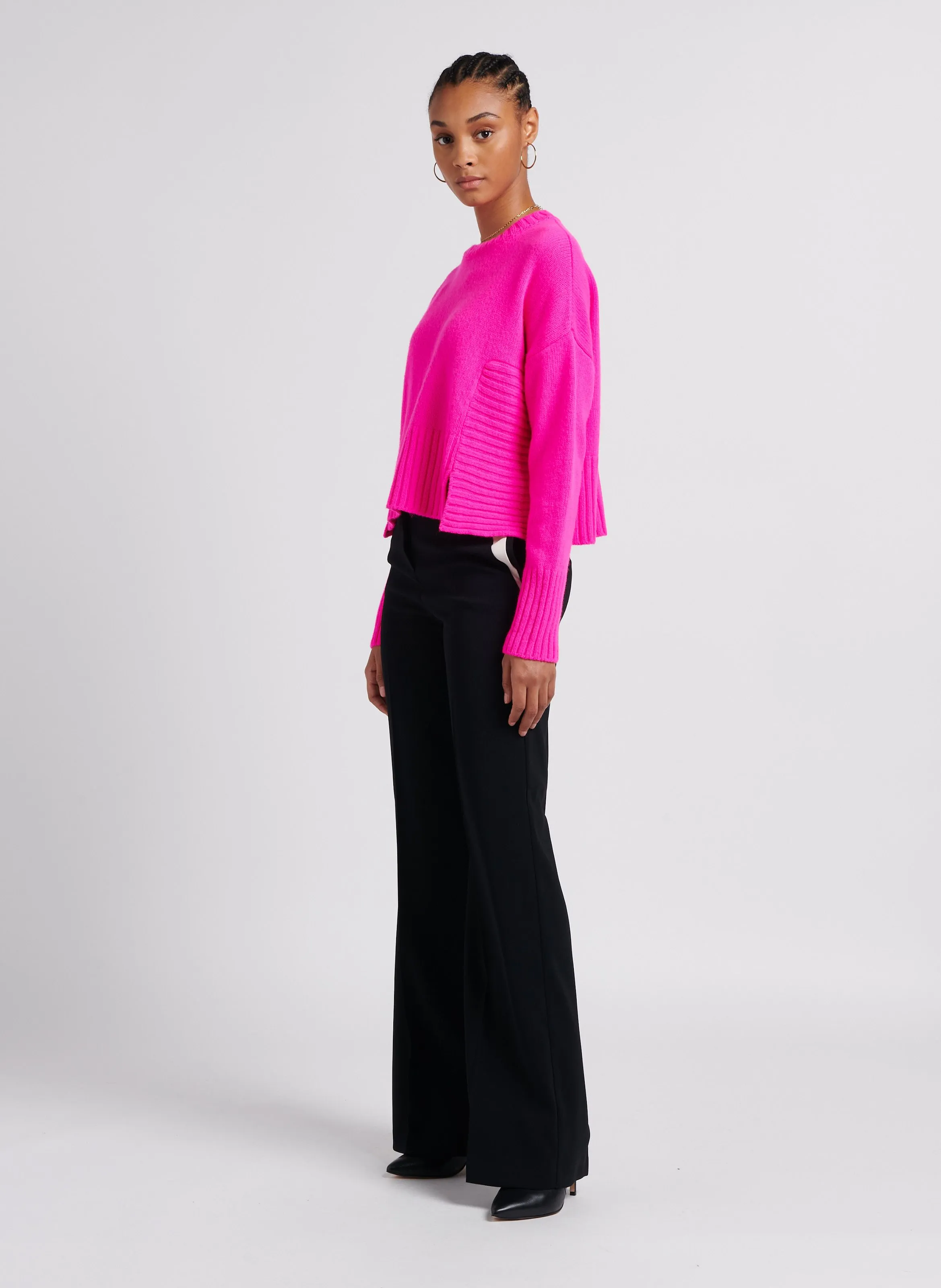 OTTETTO  PANTALóN DE TALLE ALTO CON PIERNA ANCHA EN NEGRO