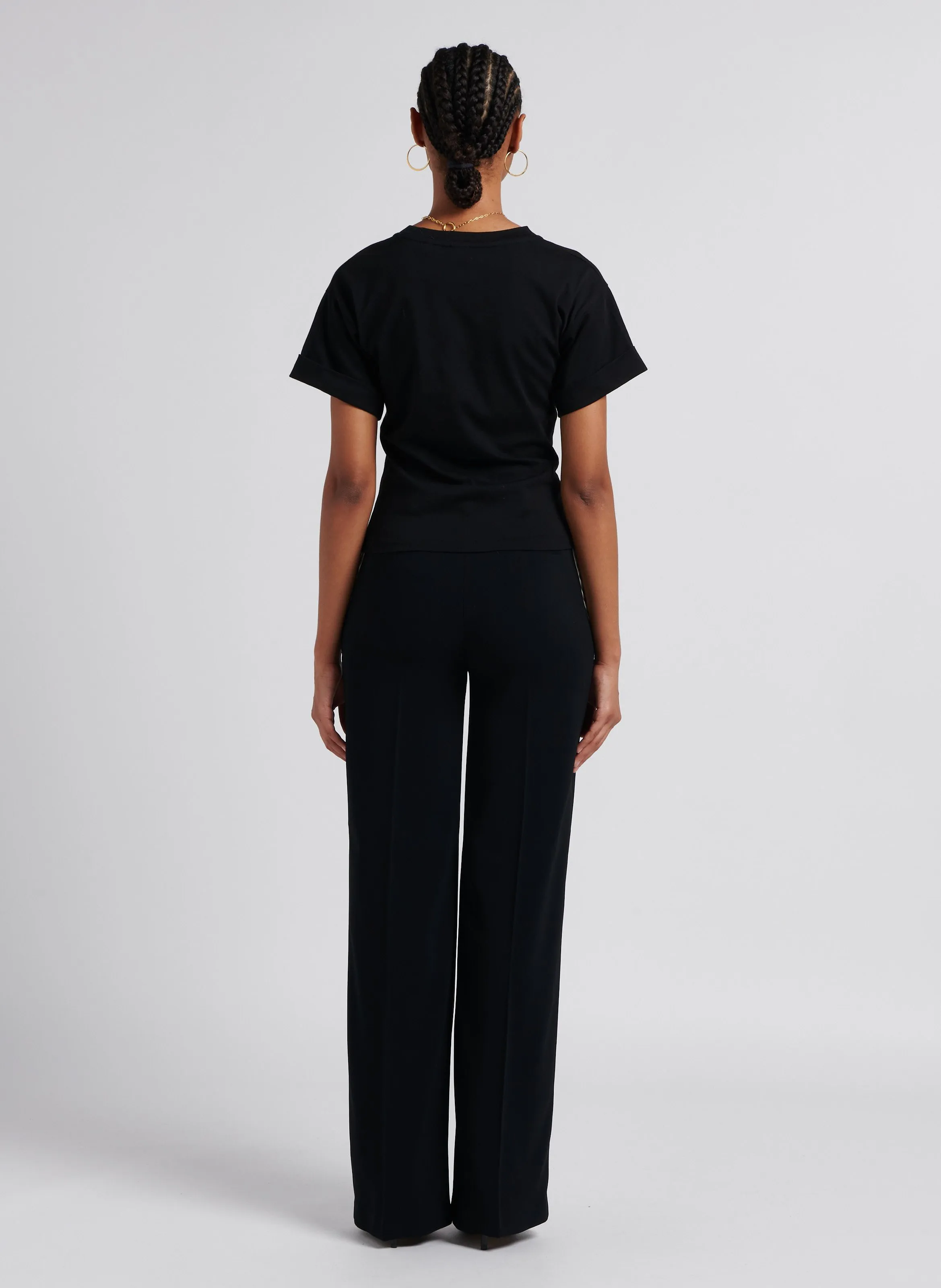 OTTETTO  PANTALóN DE TALLE ALTO CON PIERNA ANCHA EN NEGRO