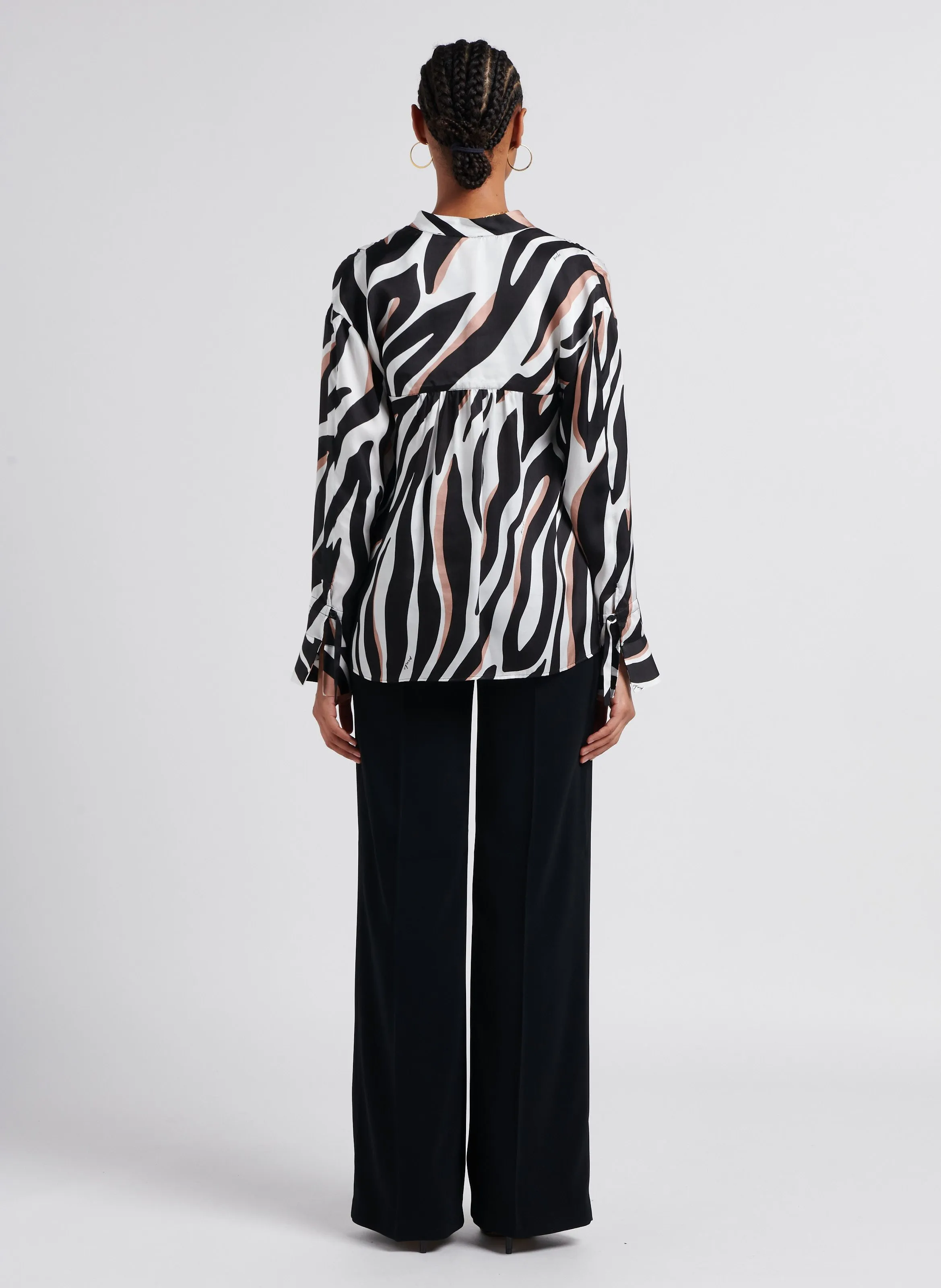 OTTETTO  PANTALóN DE TALLE ALTO CON PIERNA ANCHA EN NEGRO