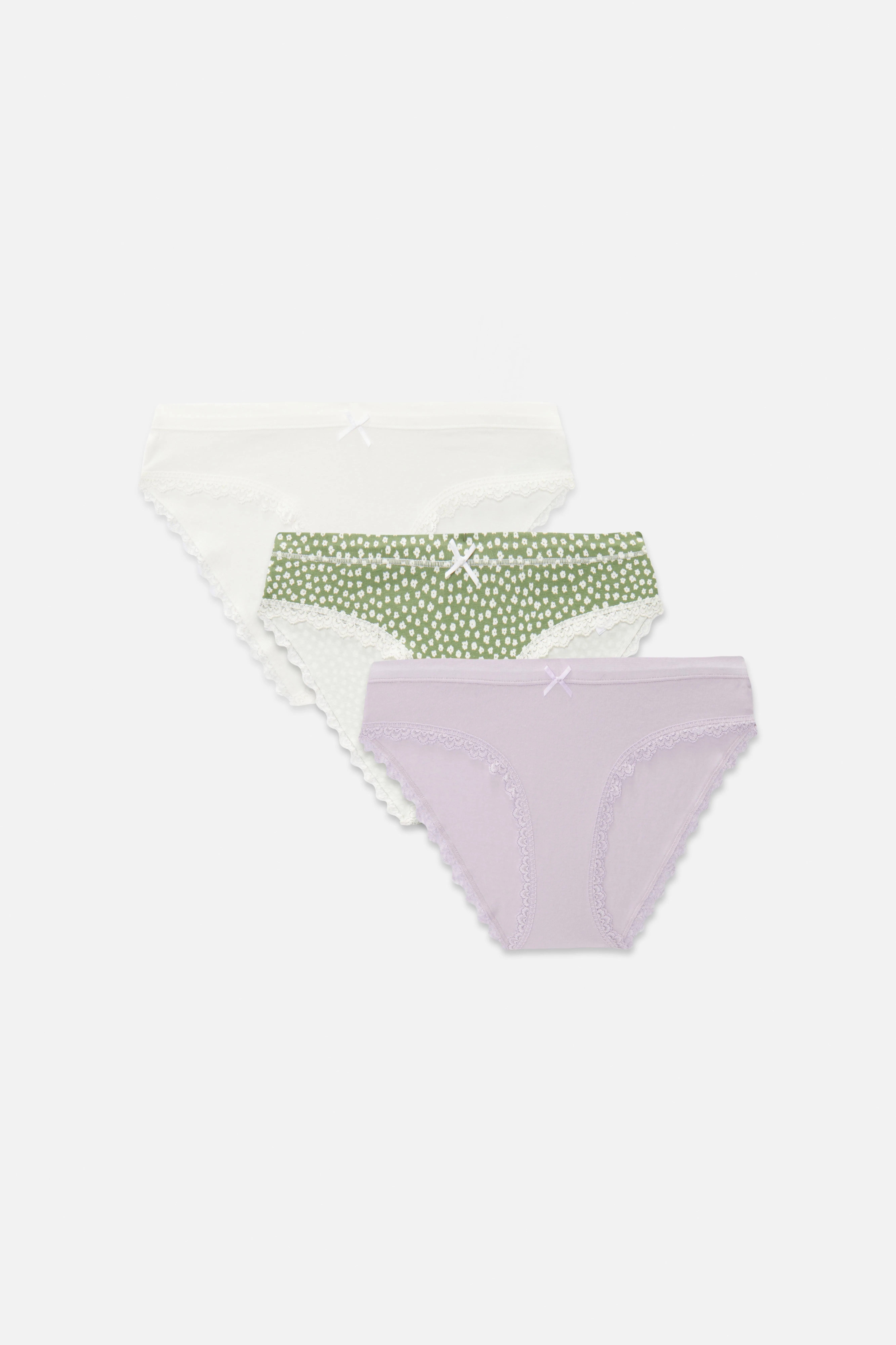 Pack de 3 braguitas mini con ribete de encaje