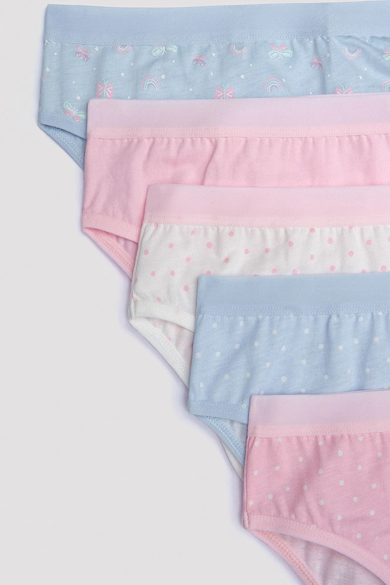 Pack de 5 braguitas slip para niña con estampado de mariposas