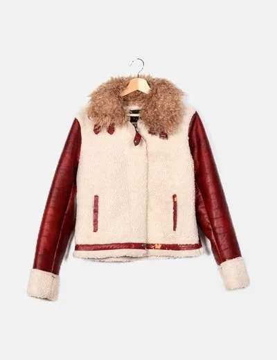 Palablu Chaqueta biker combinada con borreguito