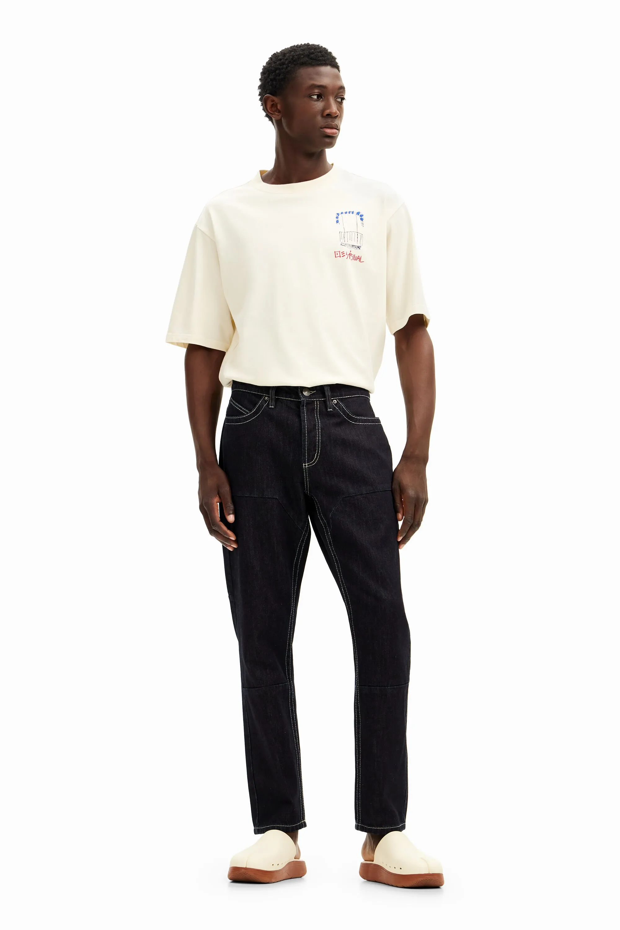 Pantalón largo denim bolsillos