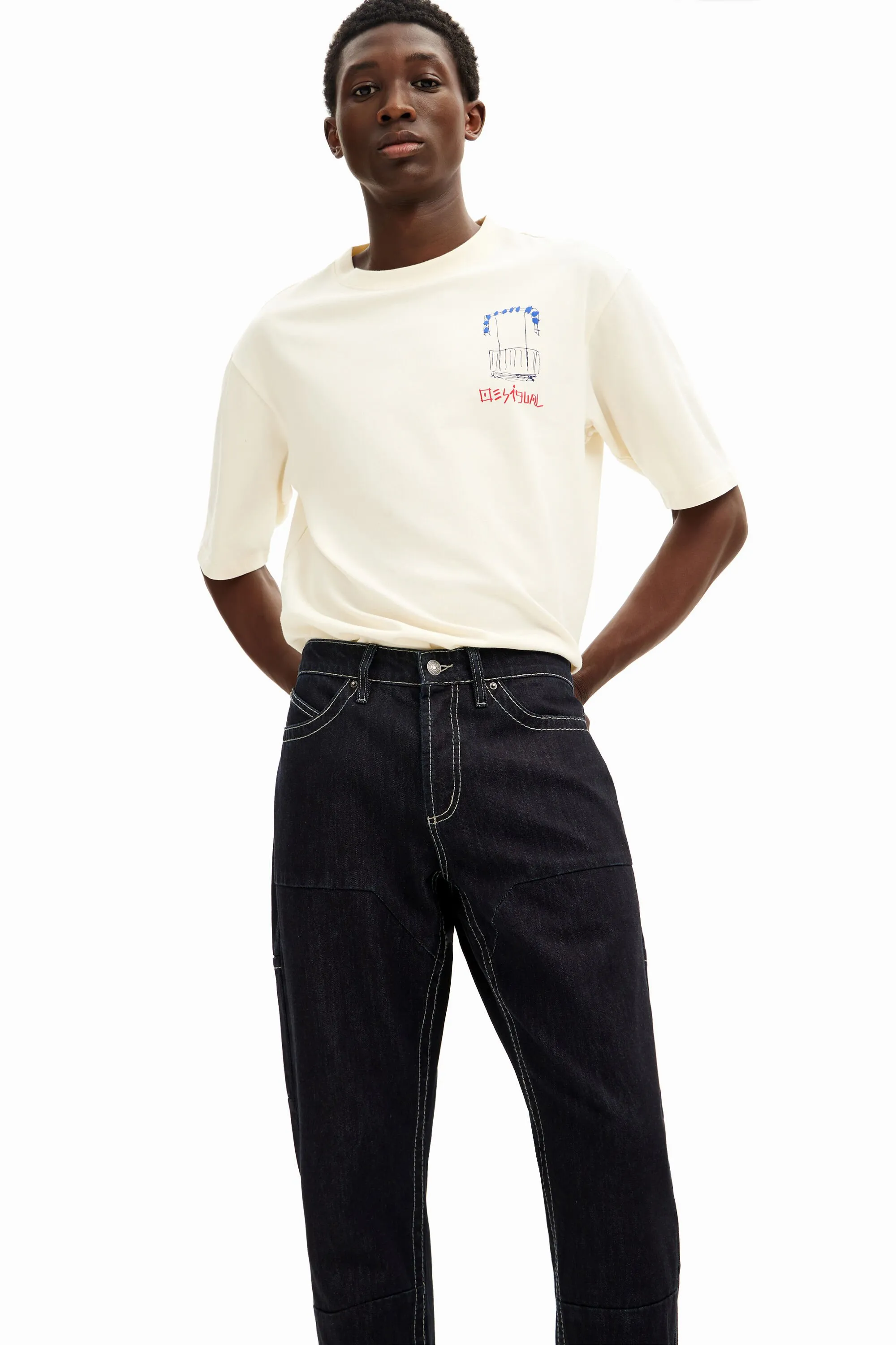 Pantalón largo denim bolsillos