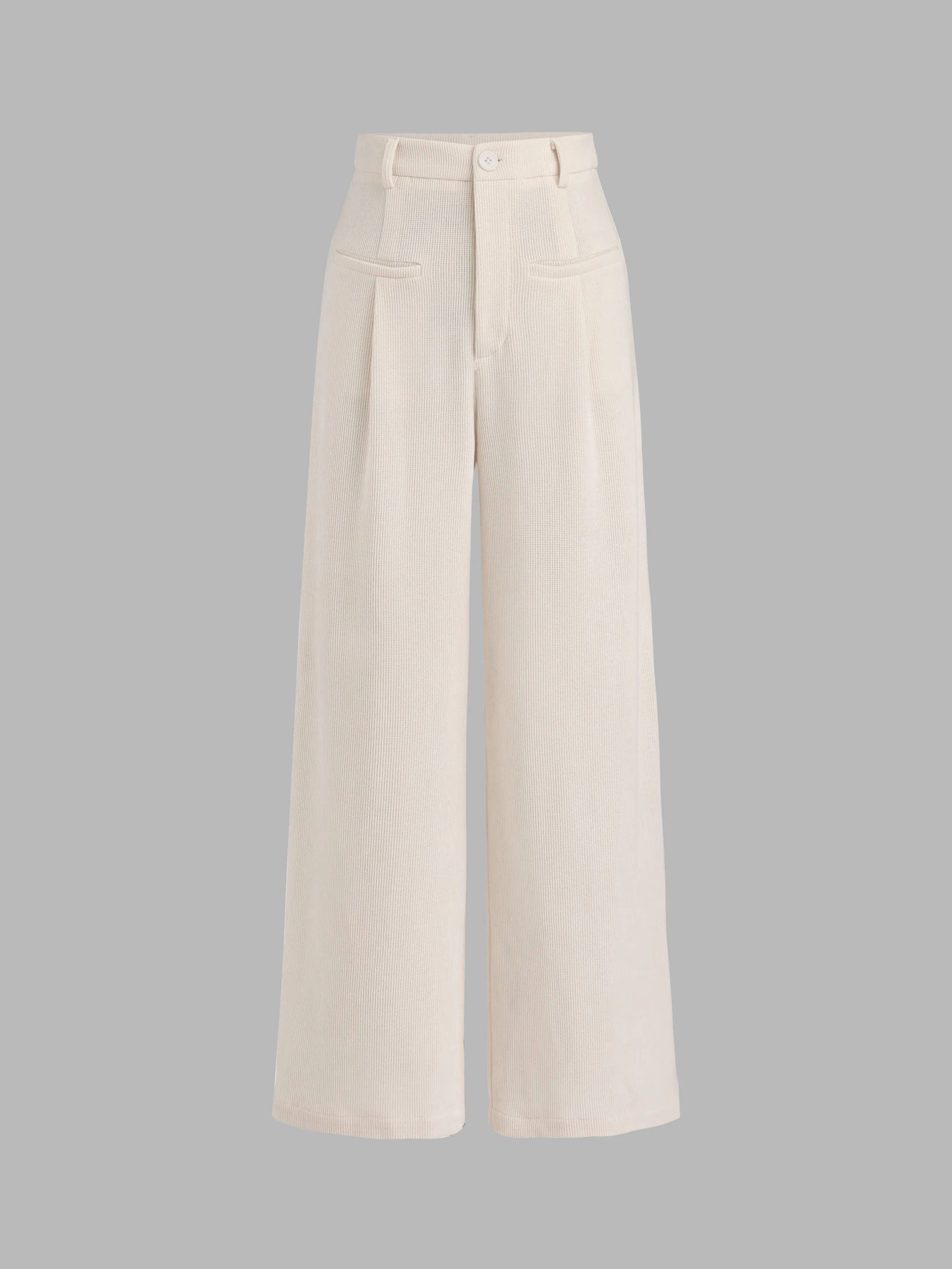  Pantalones de Pana de Cintura Alta Sólidos de Pierna Ancha