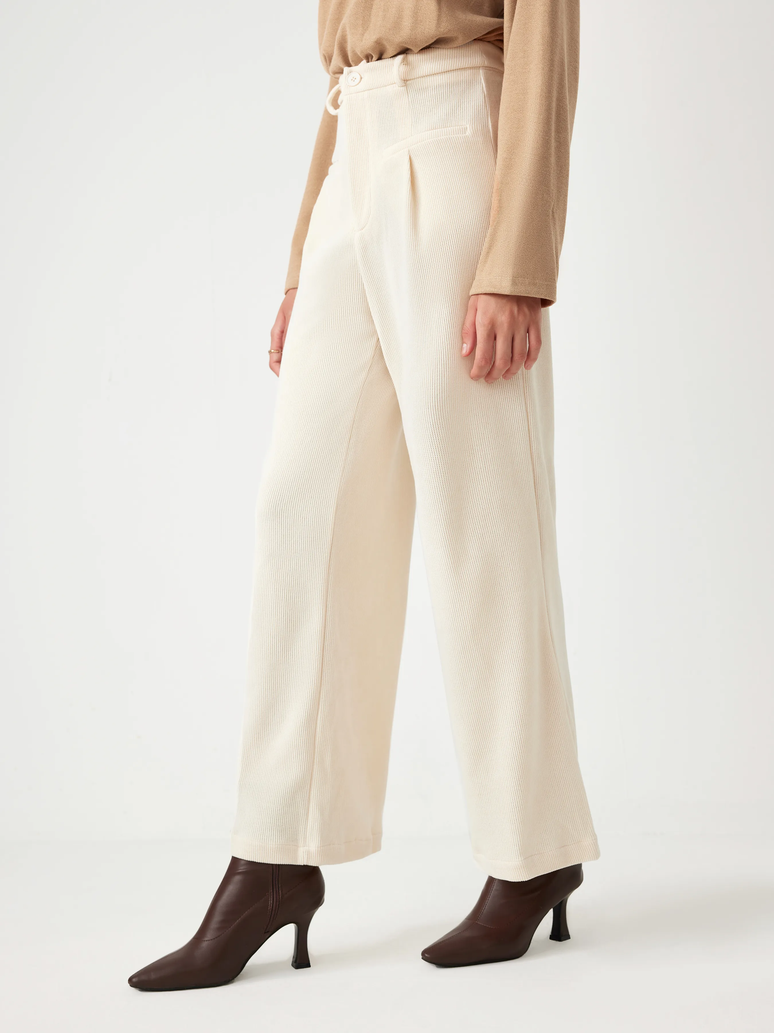  Pantalones de Pana de Cintura Alta Sólidos de Pierna Ancha