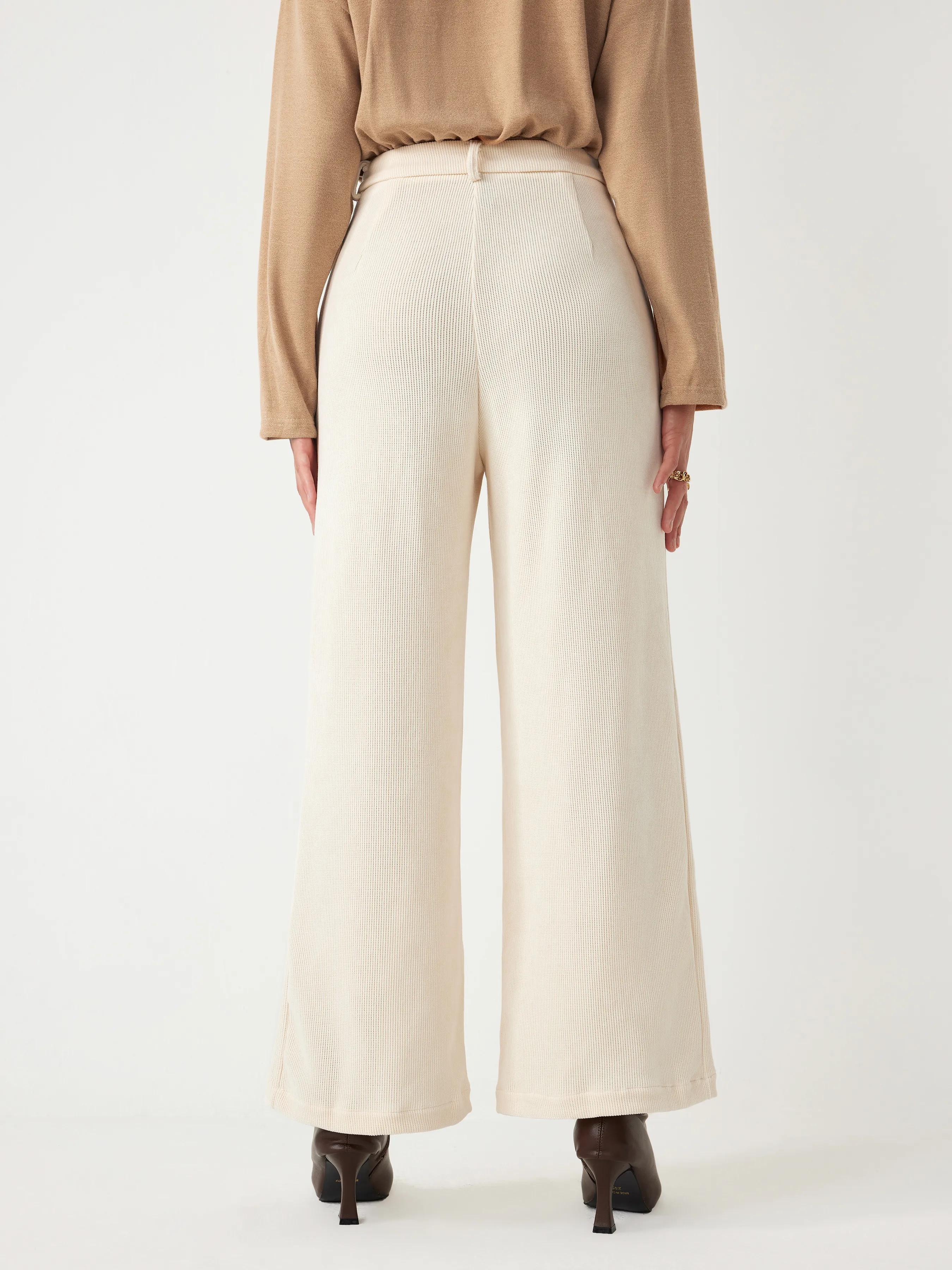  Pantalones de Pana de Cintura Alta Sólidos de Pierna Ancha