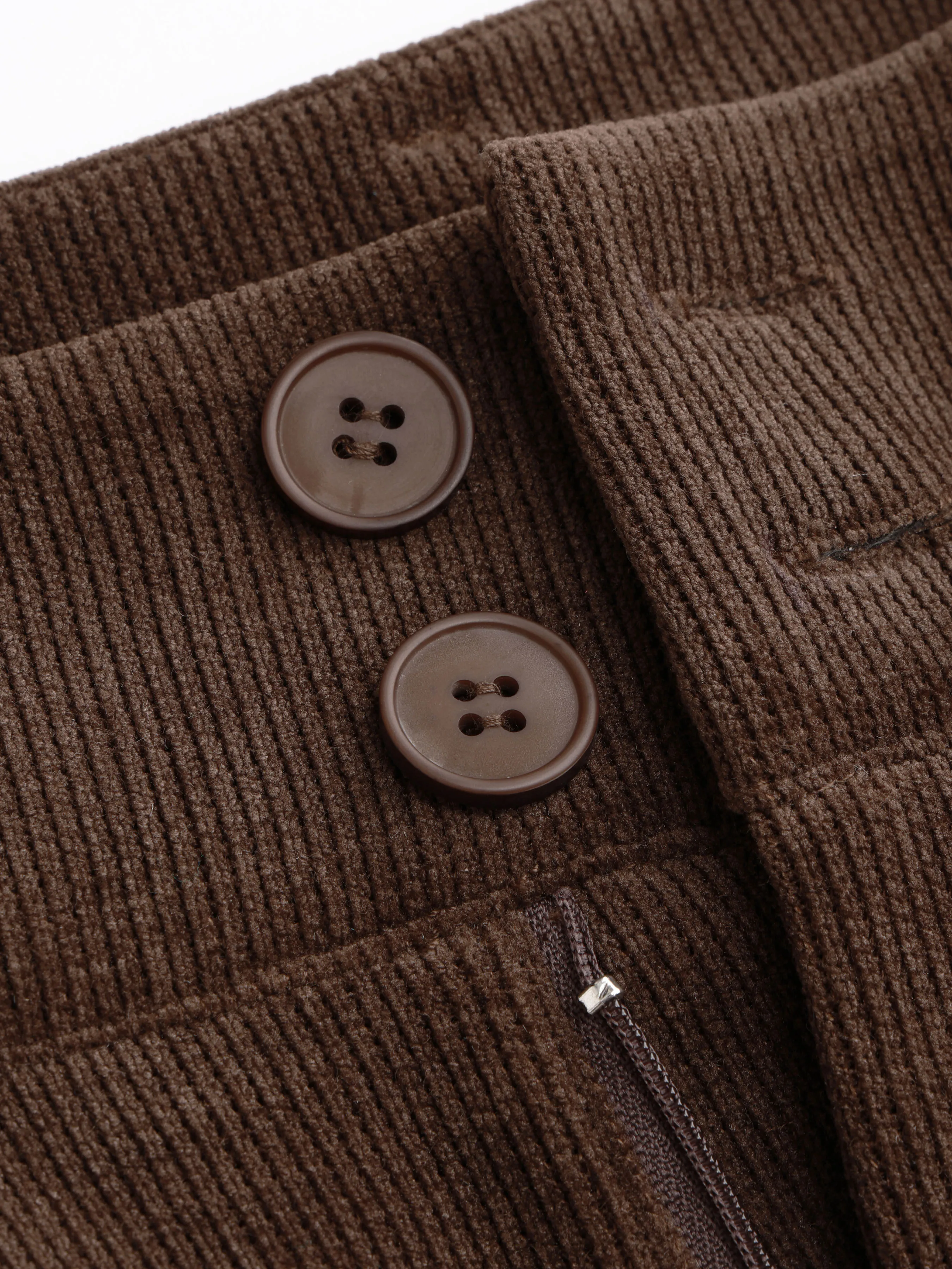  Pantalones de pana de cintura alta sólidos plisados de pierna ancha
