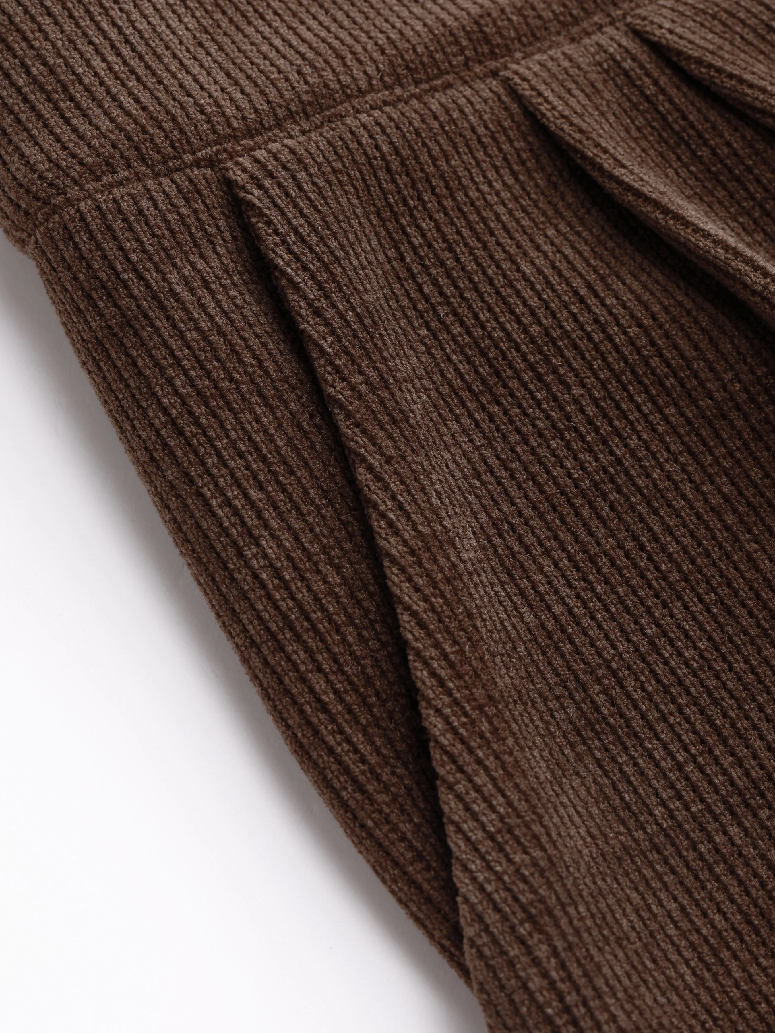  Pantalones de pana de cintura alta sólidos plisados de pierna ancha