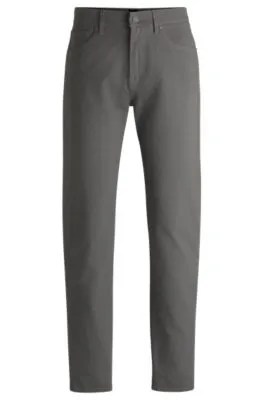 Pantalones regular fit de tiro medio en dobby elástico