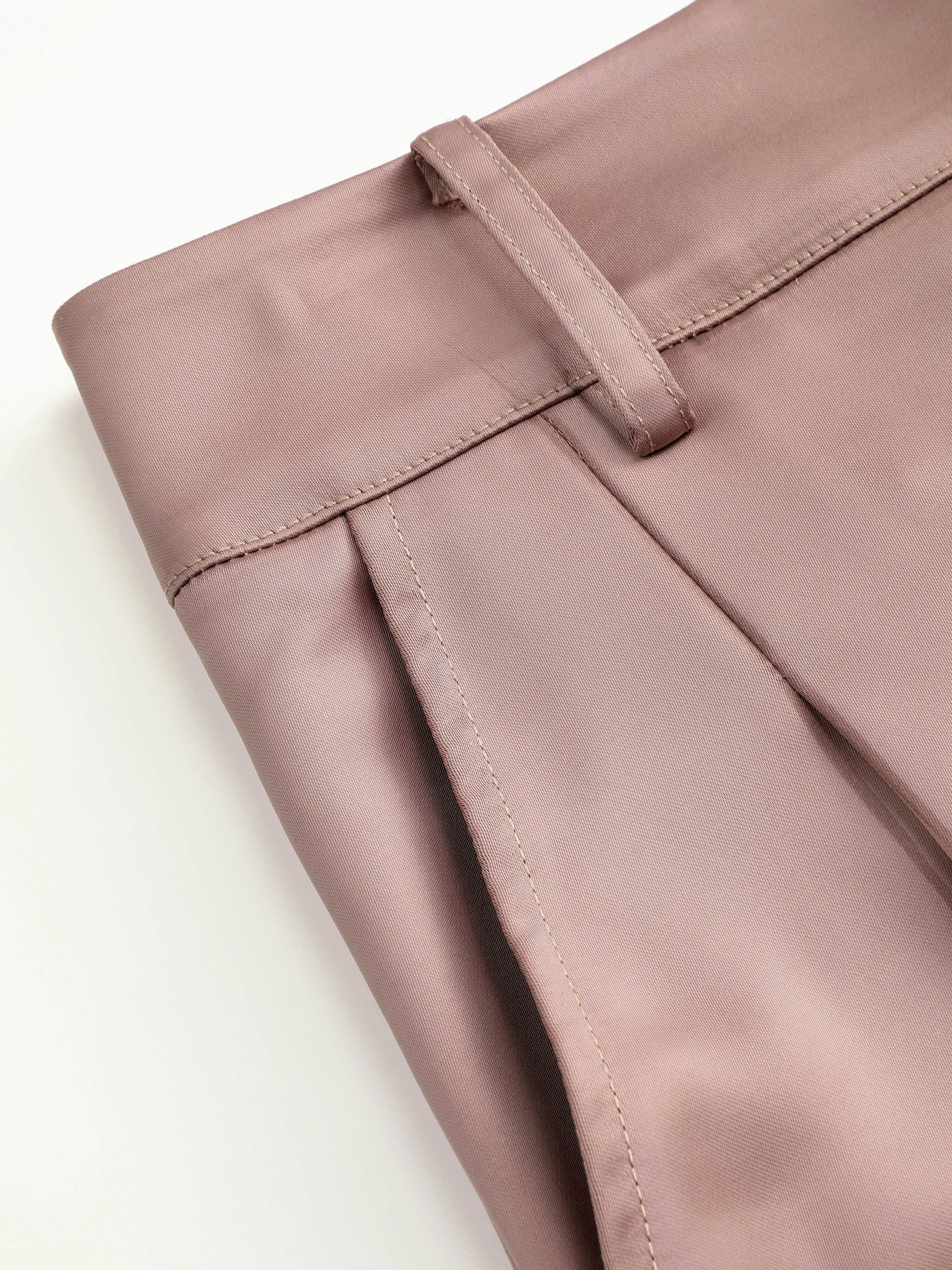  Pantalones Satinados de Cintura Alta Plisados de Pierna Ancha