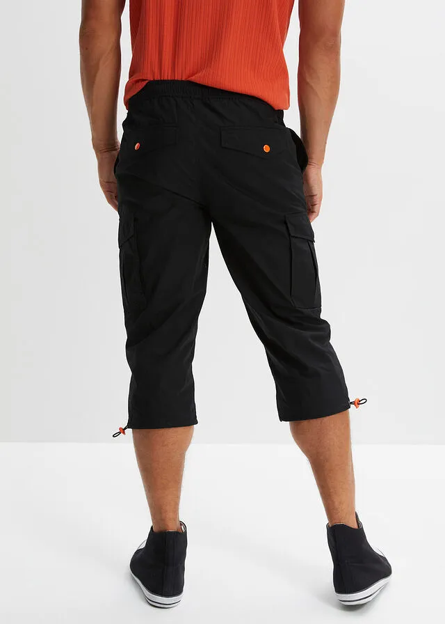 Pantalón 3/4 de estilo cargo sin cierre, slim fit Negro