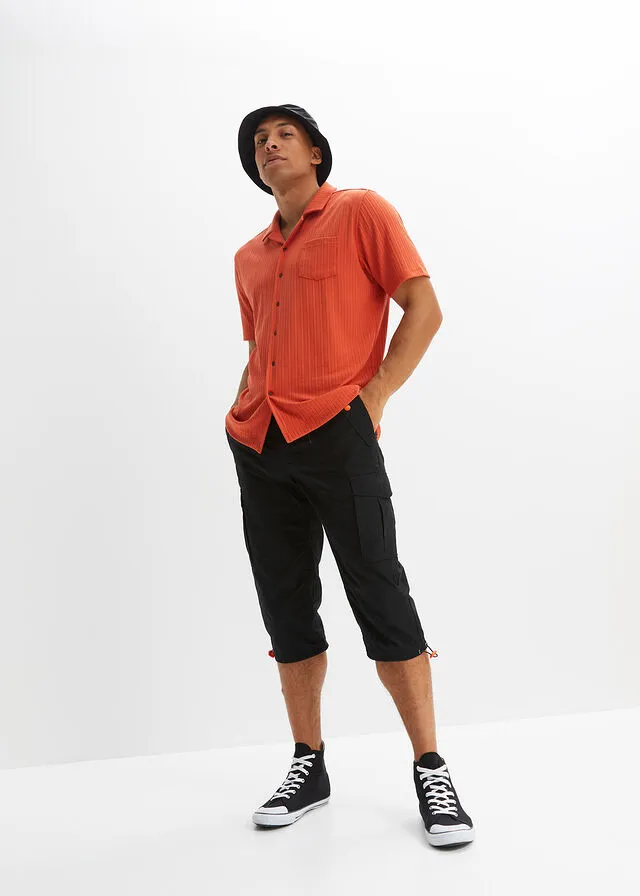 Pantalón 3/4 de estilo cargo sin cierre, slim fit Negro