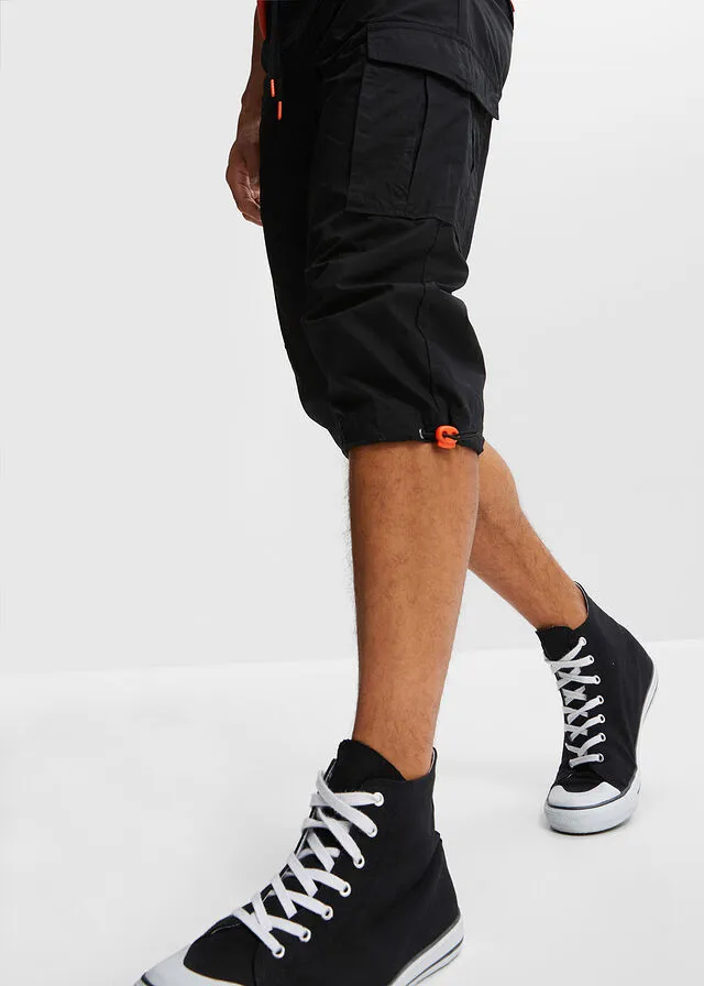 Pantalón 3/4 de estilo cargo sin cierre, slim fit Negro