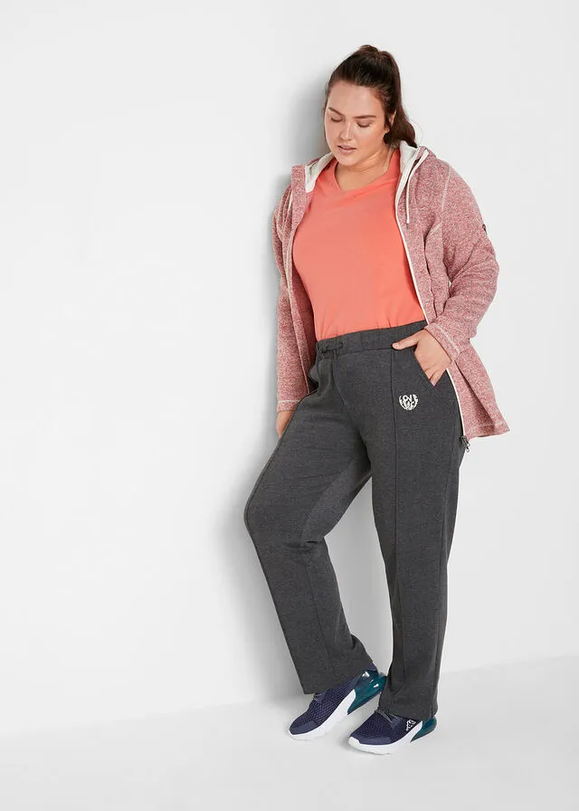 Pantalón de chándal de algodón orgánico con corte recto Negro jaspeado