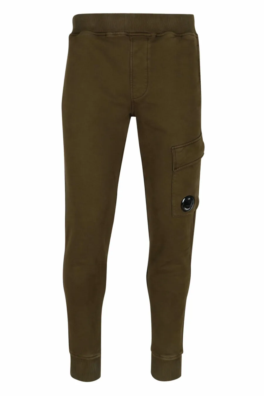Pantalón de chándal verde militar con bolsillos laterales y logo lente