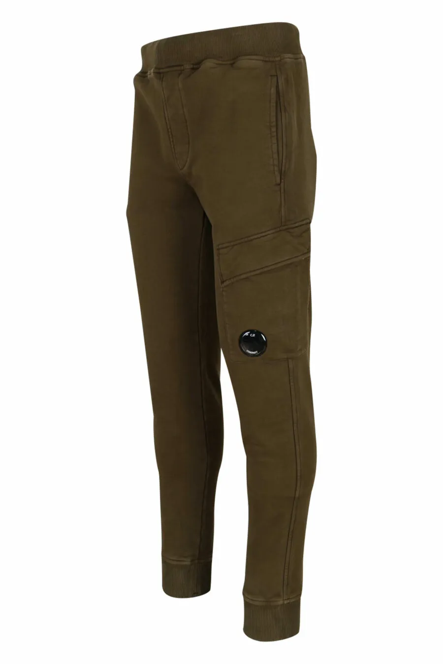 Pantalón de chándal verde militar con bolsillos laterales y logo lente