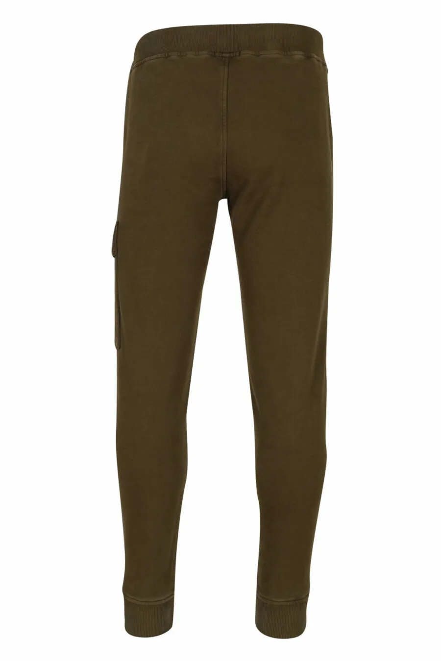 Pantalón de chándal verde militar con bolsillos laterales y logo lente