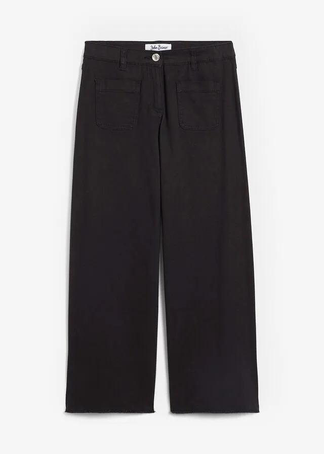 Pantalón de sarga con pernera ancha para niñas Negro