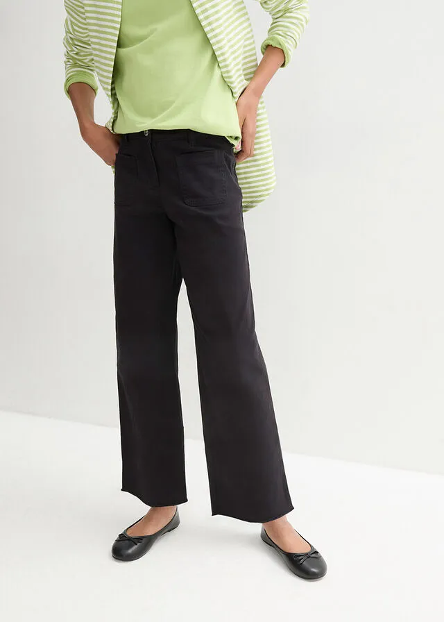 Pantalón de sarga con pernera ancha para niñas Negro