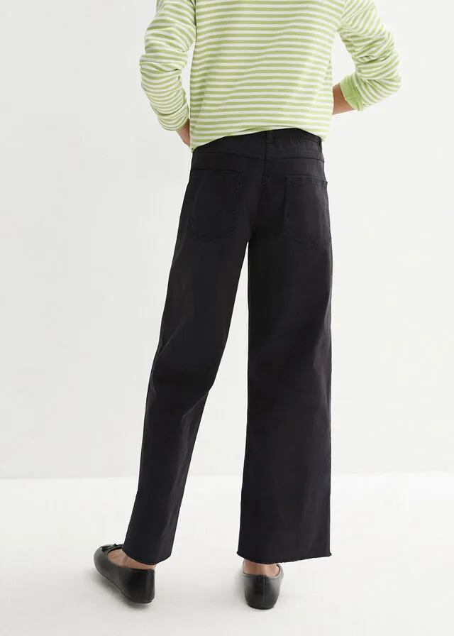 Pantalón de sarga con pernera ancha para niñas Negro