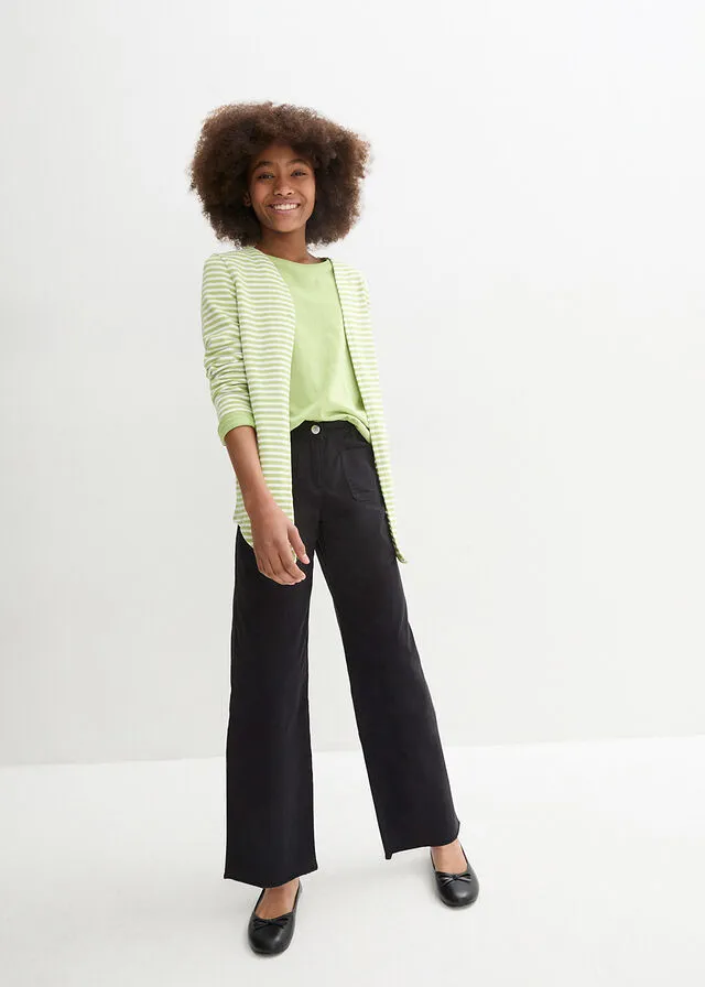 Pantalón de sarga con pernera ancha para niñas Negro
