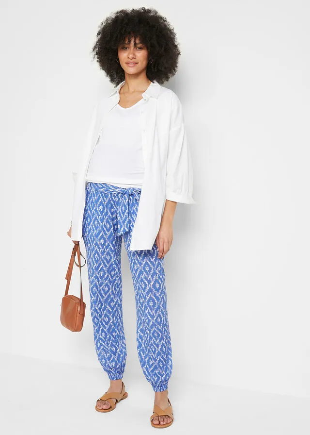 PANTALóN PREMAMá DE CORTE HOLGADO AZUL ZAFIROBLANCO CON ESTAMPADO GRáFICO