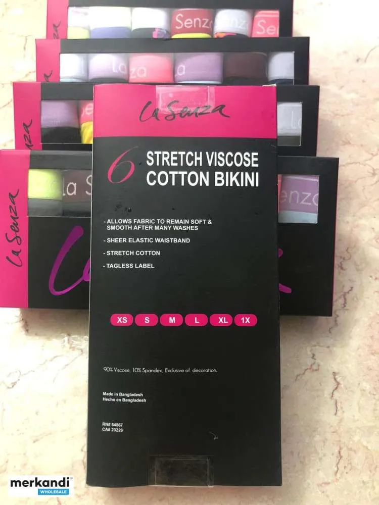 Paquete de 6 piezas de bragas para mujer La Senza Bikini de algodón de viscosa elástica