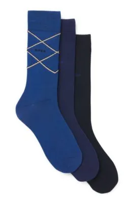 Paquete de tres pares de calcetines de largo medio de algodón