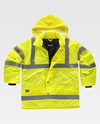Parka acolchada alta visibilidad con cintas reflectante Amarillo