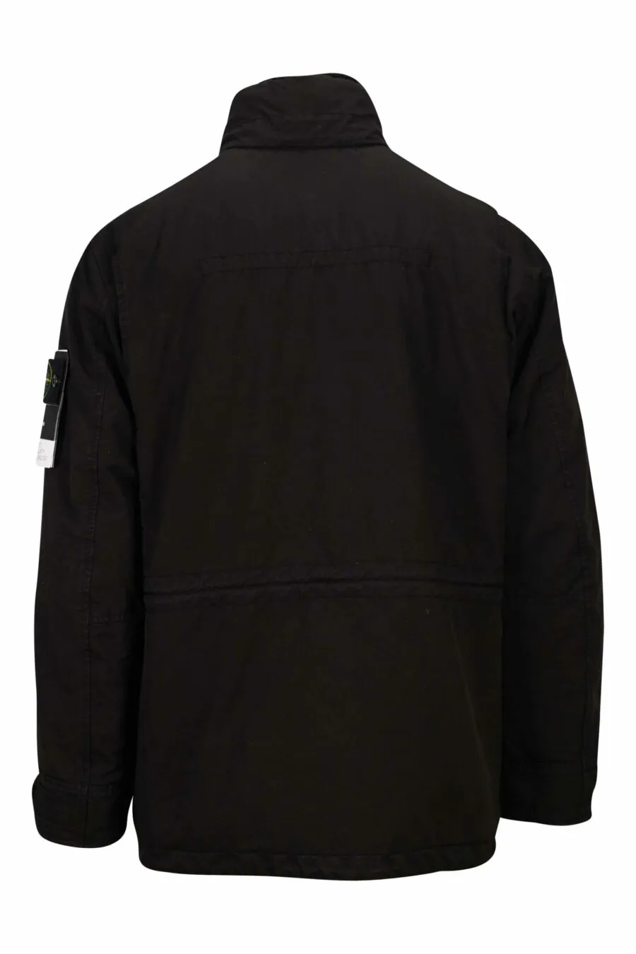 Parka negra con bolsillos y logo parche lateral