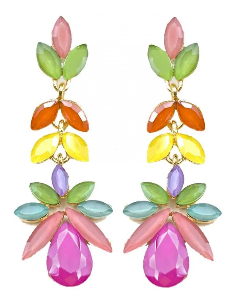 PENDIENTES BODA EN MULTICOLOR Y LARGOS DE CRISTAL PARA INVITADAS