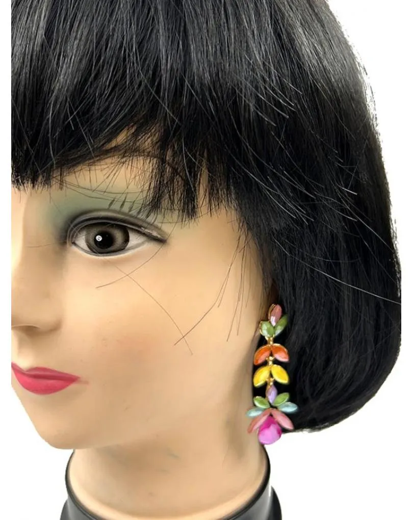 PENDIENTES BODA EN MULTICOLOR Y LARGOS DE CRISTAL PARA INVITADAS